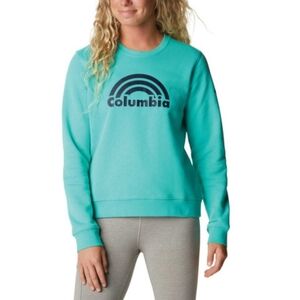 Columbia Trek Graphic Crew Sweatshirt Electric Turquoise Rainbow Size XS